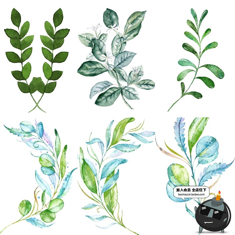 图片[9]-简约水彩手绘小清新绿色植物仙人掌插画高清装饰画芯JPG图片素材-设计猿