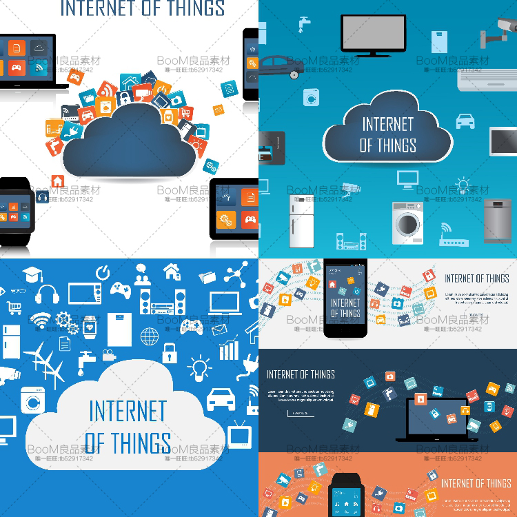 图片[1]-扁平化互联网云智能家居图标穿戴设备家具联网海报广告矢量AI素材-设计猿