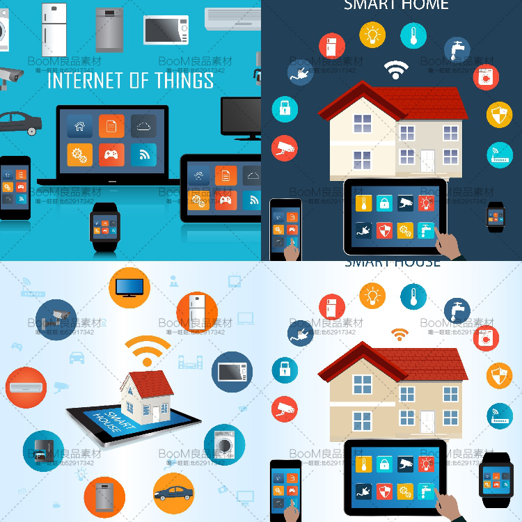 图片[2]-扁平化互联网云智能家居图标穿戴设备家具联网海报广告矢量AI素材-设计猿
