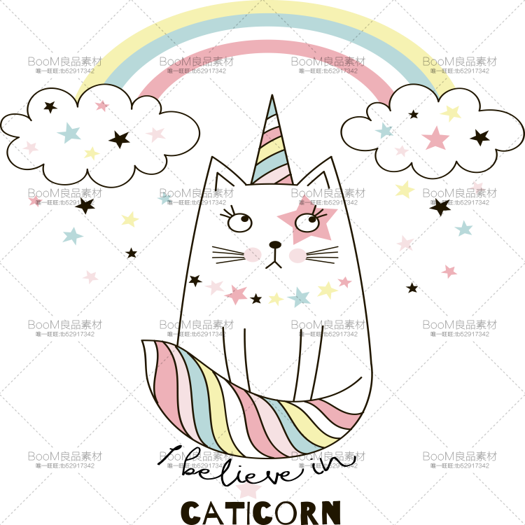 图片[4]-清新卡通独角兽小猫彩虹花朵云朵冰淇淋星星PNG免扣AI矢量图素材-设计猿