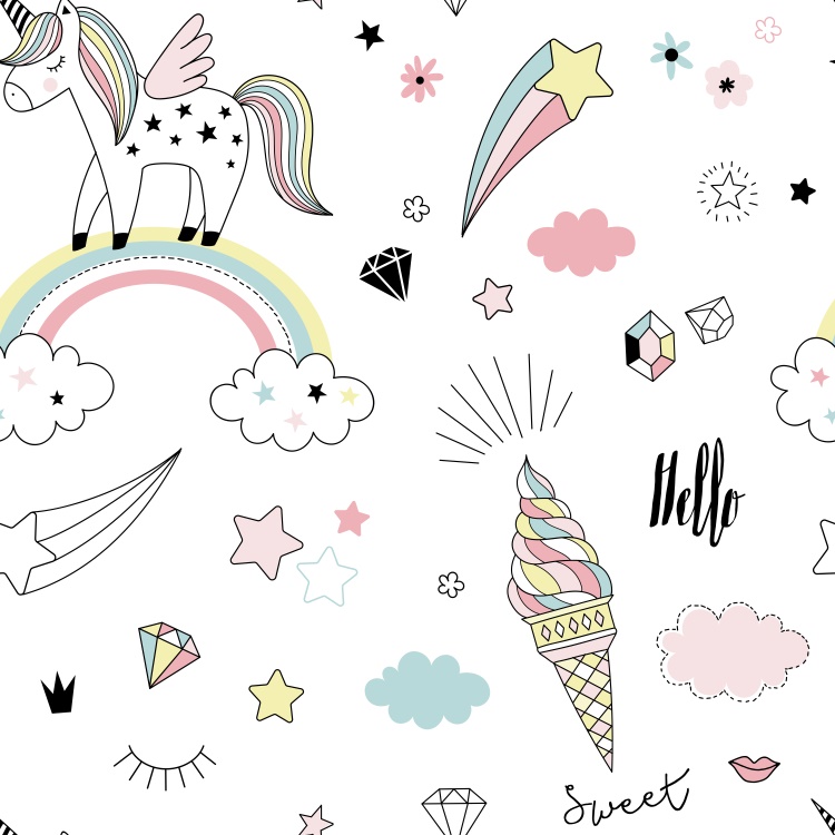 图片[6]-清新卡通独角兽小猫彩虹花朵云朵冰淇淋星星PNG免扣AI矢量图素材-设计猿