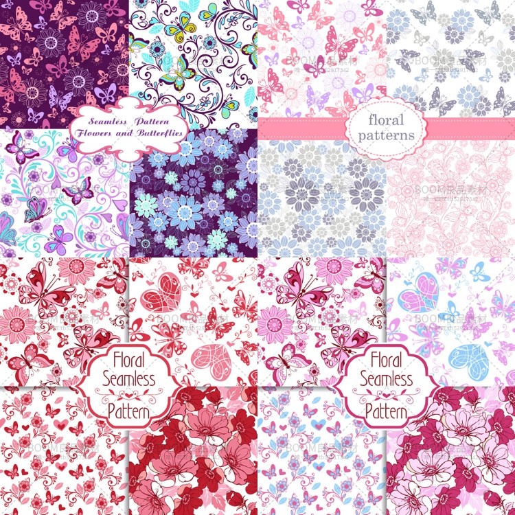 图片[3]-花纹花型可爱心形元素无缝拼接背景包装图案AI矢量元素设计素材-设计猿