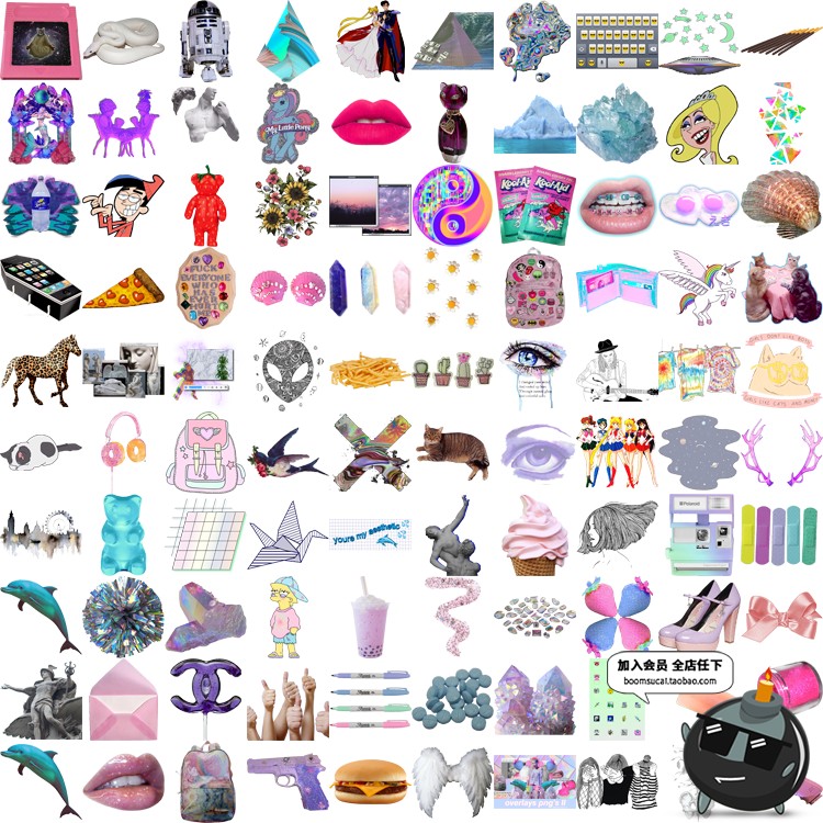 图片[17]-复古怀旧蒸汽波风格抽象艺术霓虹迷幻PNG免抠/GIF动态合成PS素材-设计猿