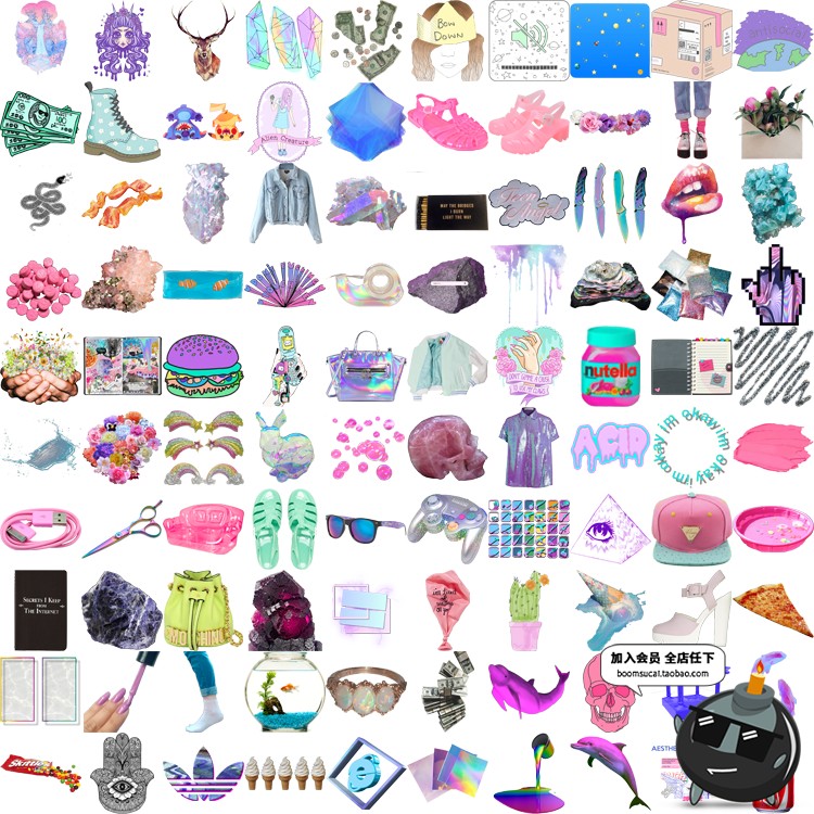 图片[18]-复古怀旧蒸汽波风格抽象艺术霓虹迷幻PNG免抠/GIF动态合成PS素材-设计猿