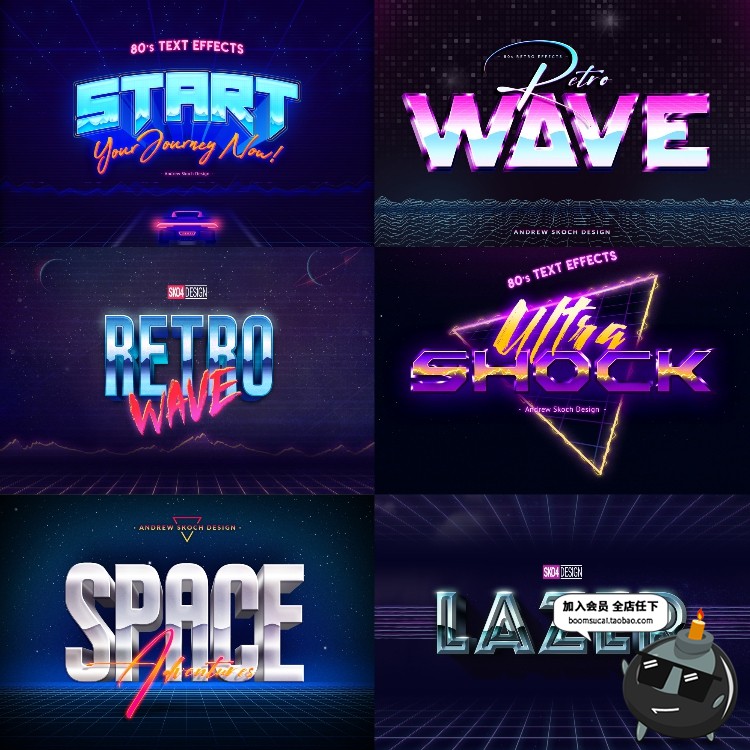 图片[1]-100款赛博朋克风格霓虹灯故障效果文字特效图层样式PSD模板素材-设计猿