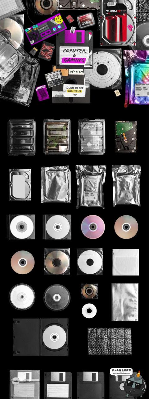 图片[9]-潮流透明气泡膜塑料袋CD光盘磁带包装不干胶贴纸装饰合成PSD素材-设计猿