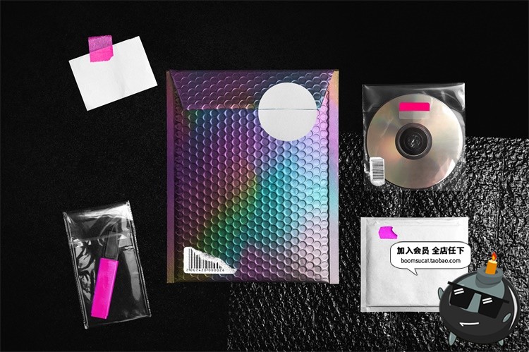 图片[23]-潮流透明气泡膜塑料袋CD光盘磁带包装不干胶贴纸装饰合成PSD素材-设计猿