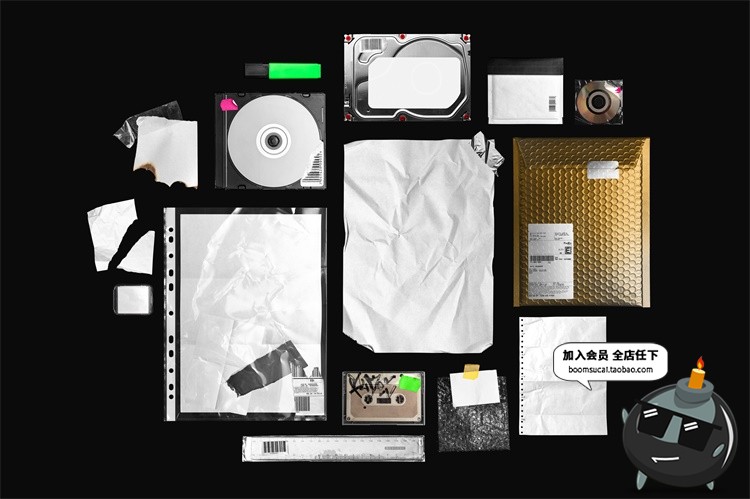 图片[27]-潮流透明气泡膜塑料袋CD光盘磁带包装不干胶贴纸装饰合成PSD素材-设计猿