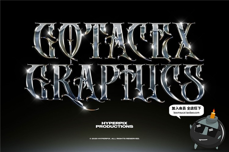 图片[1]-潮流金属镀铬光泽效果电镀渐变3D立体文字效果PSD图层样式PS素材-设计猿