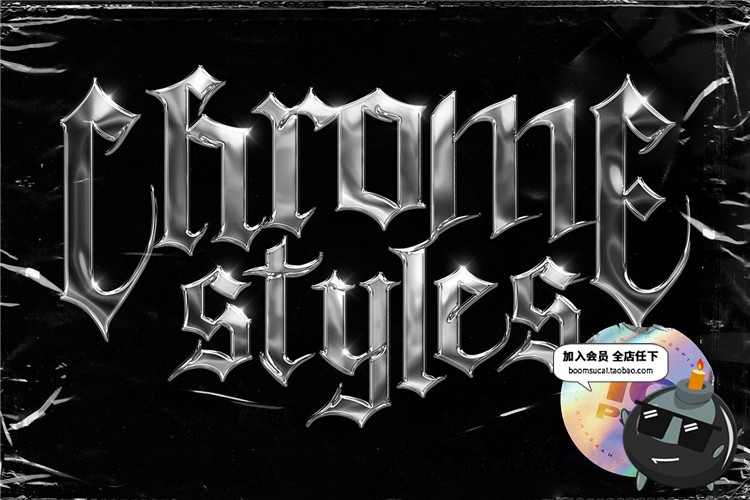 图片[2]-潮流金属镀铬光泽效果电镀渐变3D立体文字效果PSD图层样式PS素材-设计猿