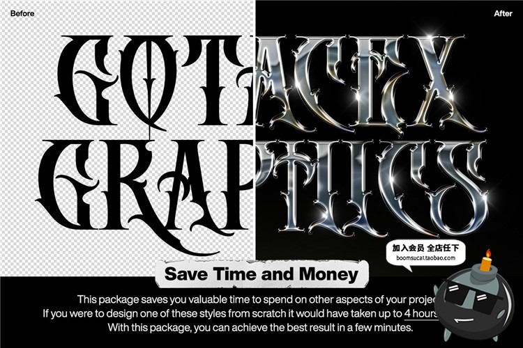 图片[5]-潮流金属镀铬光泽效果电镀渐变3D立体文字效果PSD图层样式PS素材-设计猿