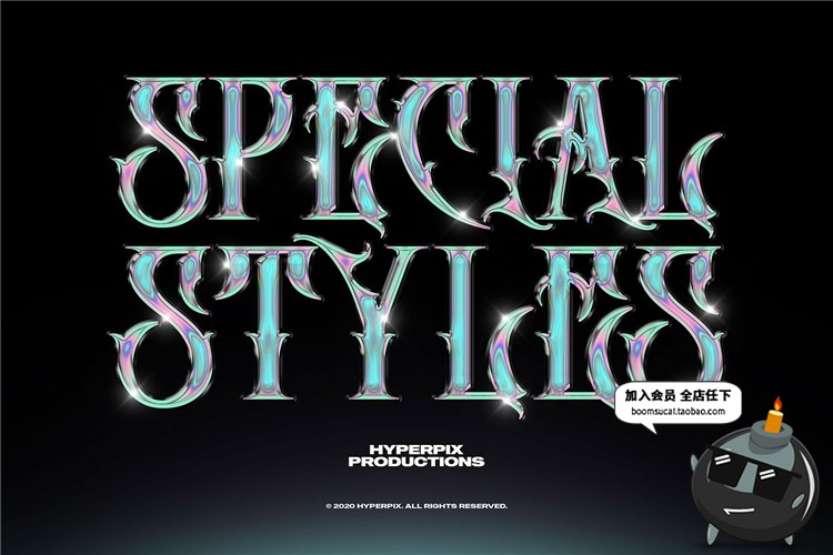 图片[9]-潮流金属镀铬光泽效果电镀渐变3D立体文字效果PSD图层样式PS素材-设计猿