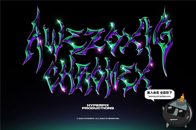 图片[11]-潮流金属镀铬光泽效果电镀渐变3D立体文字效果PSD图层样式PS素材-设计猿