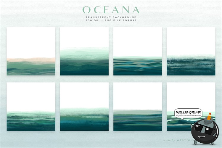 图片[4]-墨绿水彩水墨风抽象艺术绘画海洋波浪背景底纹图PNG免抠图片素材-设计猿