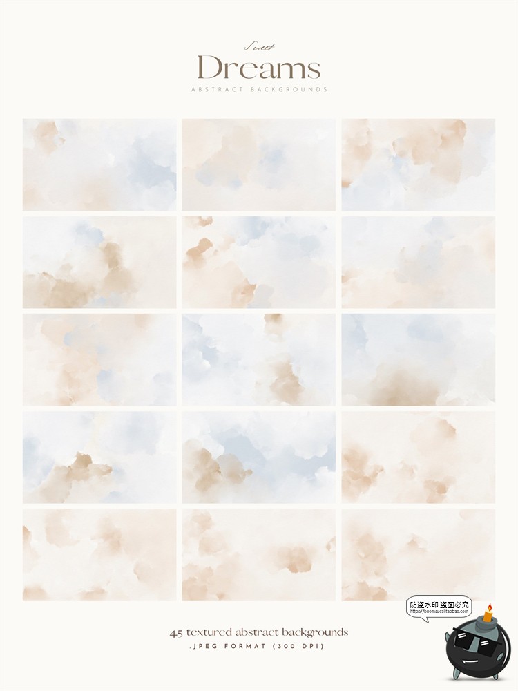 图片[3]-艺术现代优雅水彩清新手绘婚礼请柬包装贺卡背景底纹JPG图片素材-设计猿