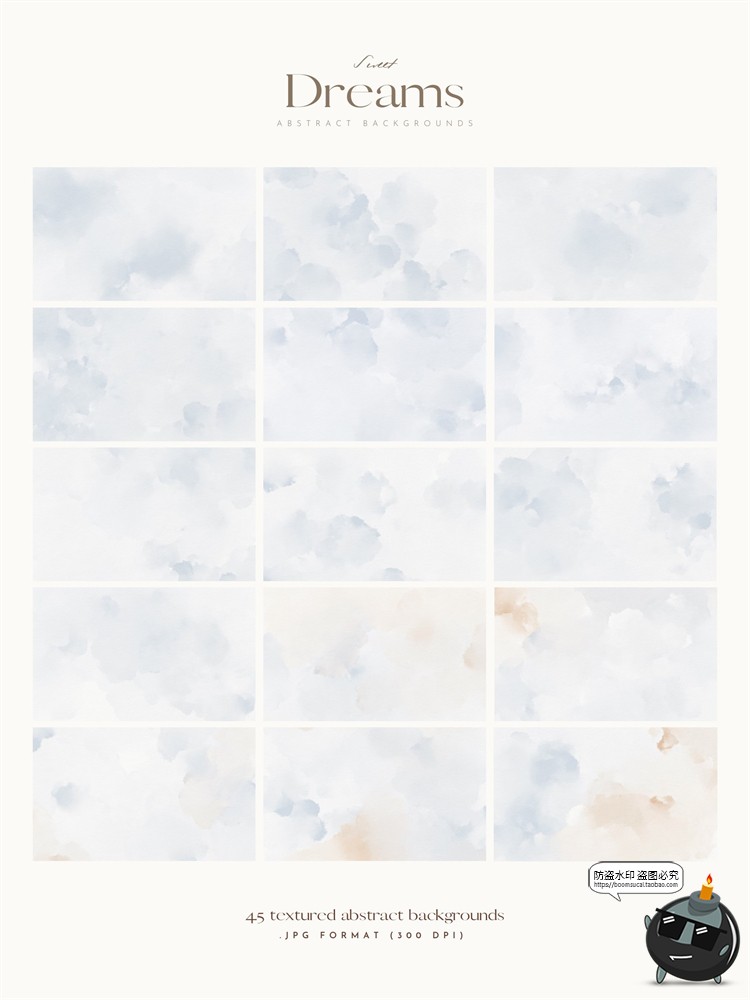 图片[5]-艺术现代优雅水彩清新手绘婚礼请柬包装贺卡背景底纹JPG图片素材-设计猿