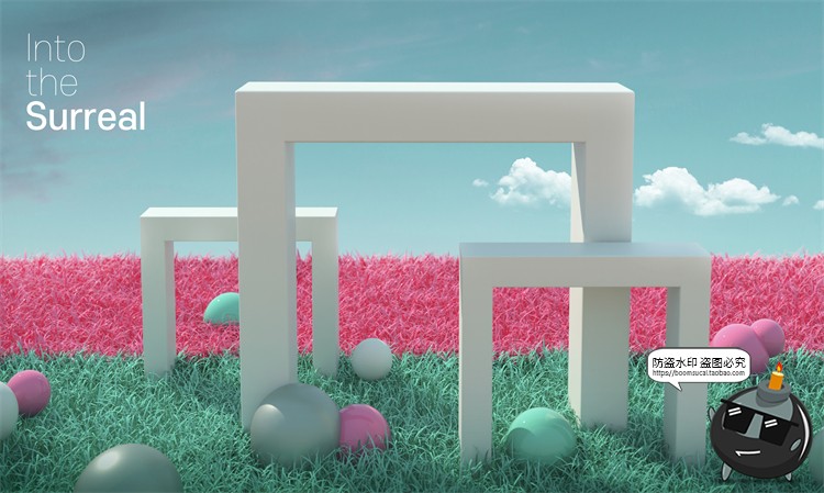 图片[3]-梦幻超现实主义科幻3D几何图形抽象艺术主视觉场景海报图PSD素材-设计猿