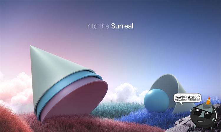 图片[11]-梦幻超现实主义科幻3D几何图形抽象艺术主视觉场景海报图PSD素材-设计猿