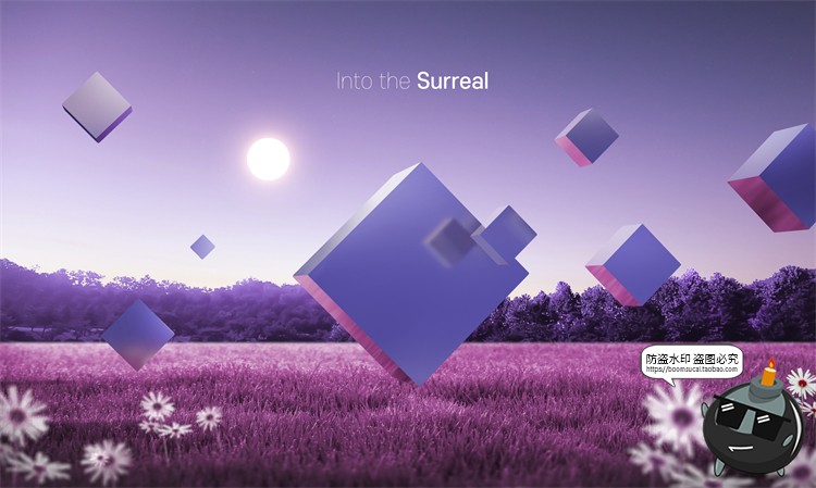 图片[15]-梦幻超现实主义科幻3D几何图形抽象艺术主视觉场景海报图PSD素材-设计猿