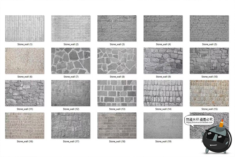 图片[2]-复古灰色石墙石砖岩石砖墙纹理背景磨损老旧破损纹理JPG图片素材-设计猿