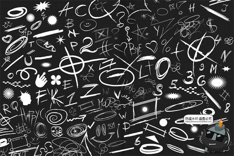 图片[4]-手绘乱涂标记符号艺术手稿街头涂鸦PNG免抠插图插画装饰元素素材-设计猿