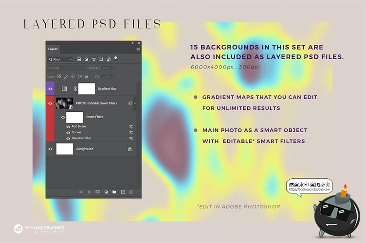 图片[3]-潮流艺术红外热感应热成像迷幻渐变酸性海报背景底纹JPG图片素材-设计猿