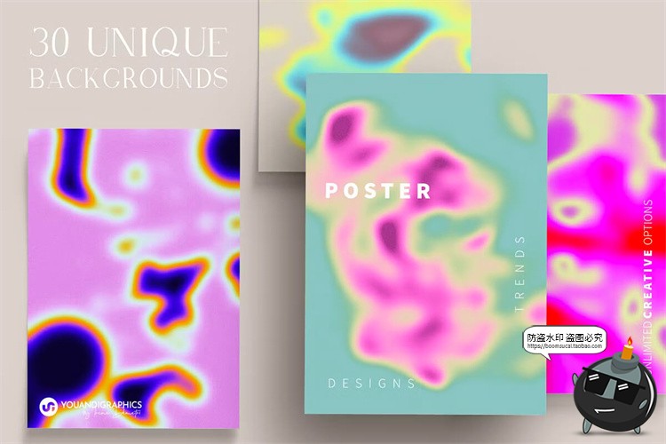 图片[4]-潮流艺术红外热感应热成像迷幻渐变酸性海报背景底纹JPG图片素材-设计猿