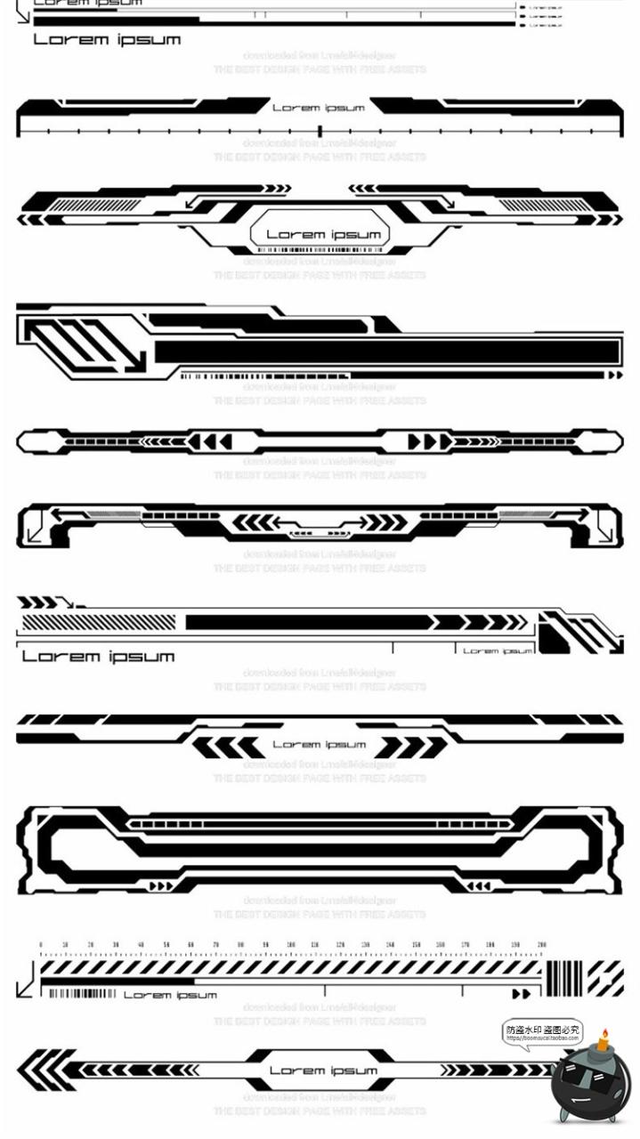 图片[4]-未来派机能赛博朋克科技科幻HUD界面边框装饰图案AI矢量PNG素材-设计猿