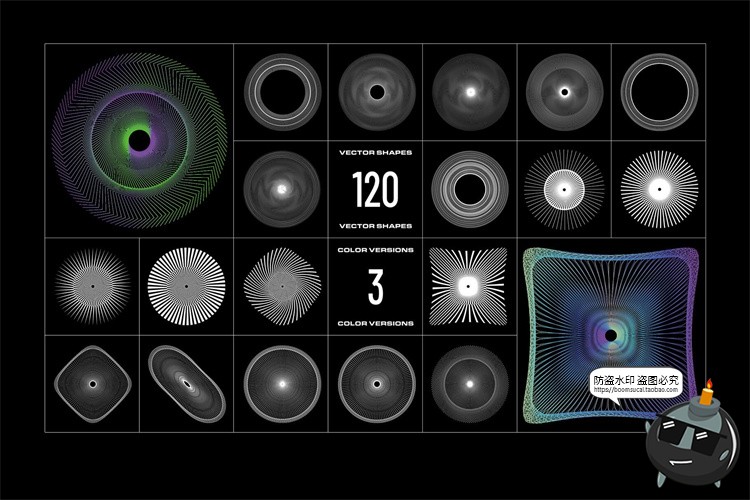 图片[4]-超现实主义三维螺旋网格旋涡几何图形背景底纹AI矢量PNG免抠素材-设计猿