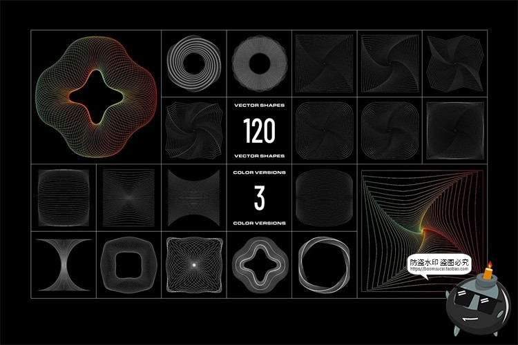 图片[5]-超现实主义三维螺旋网格旋涡几何图形背景底纹AI矢量PNG免抠素材-设计猿