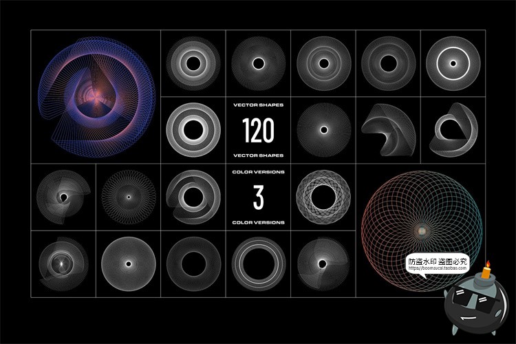 图片[7]-超现实主义三维螺旋网格旋涡几何图形背景底纹AI矢量PNG免抠素材-设计猿