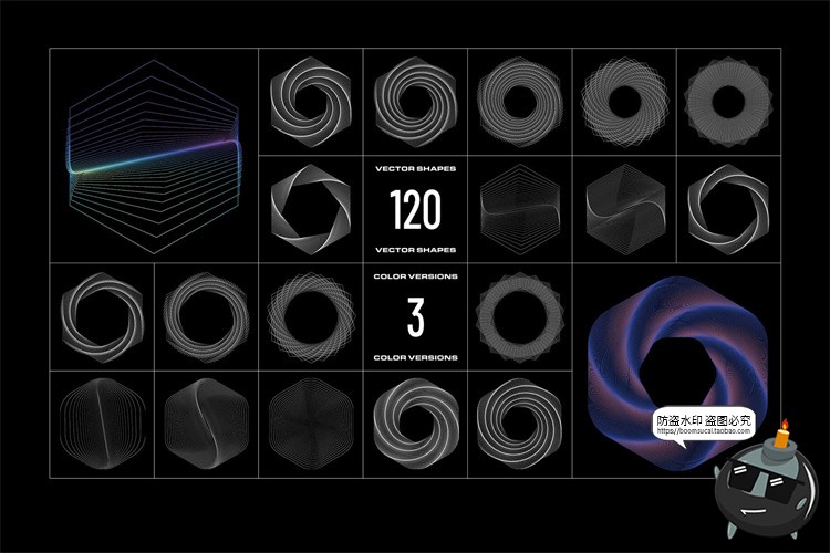 图片[8]-超现实主义三维螺旋网格旋涡几何图形背景底纹AI矢量PNG免抠素材-设计猿