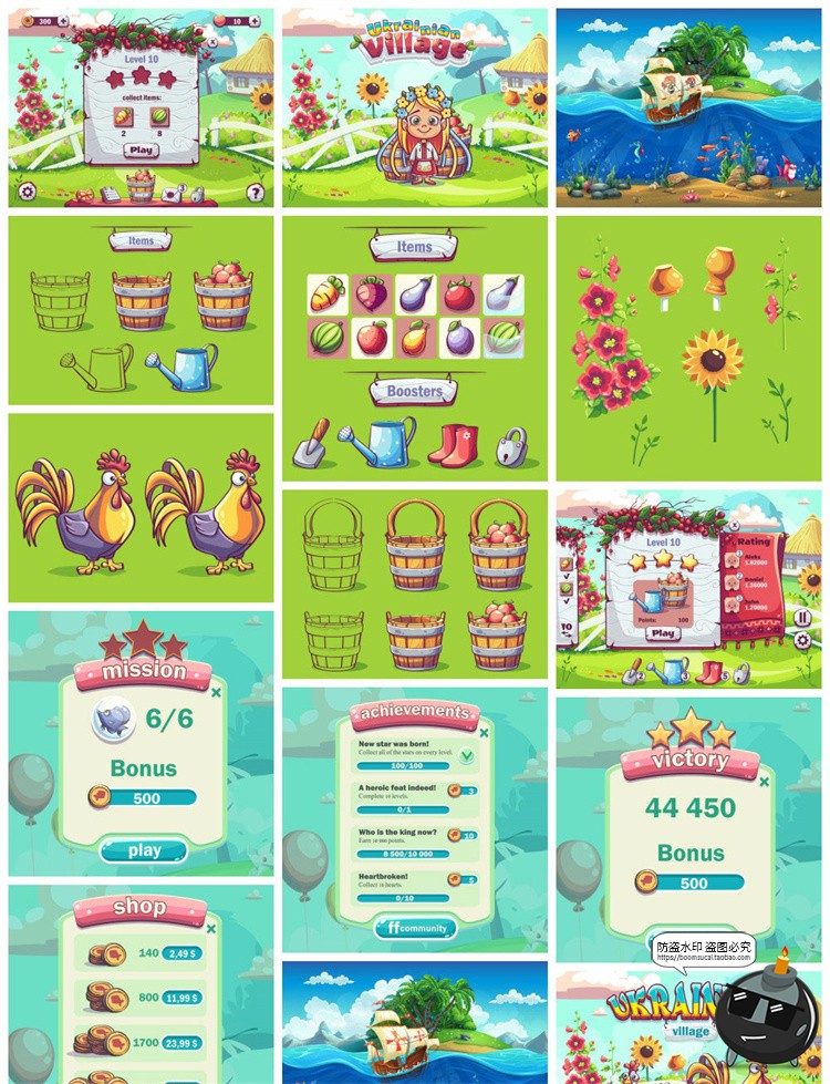 图片[1]-Q版游戏UI界面参考图标元素手游端游图标元素休闲AI矢量图素材-设计猿