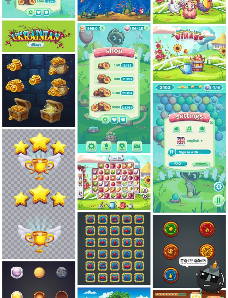 图片[2]-Q版游戏UI界面参考图标元素手游端游图标元素休闲AI矢量图素材-设计猿