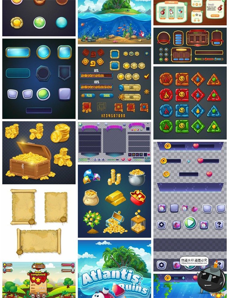 图片[3]-Q版游戏UI界面参考图标元素手游端游图标元素休闲AI矢量图素材-设计猿