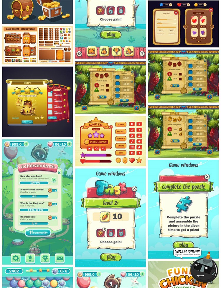 图片[6]-Q版游戏UI界面参考图标元素手游端游图标元素休闲AI矢量图素材-设计猿