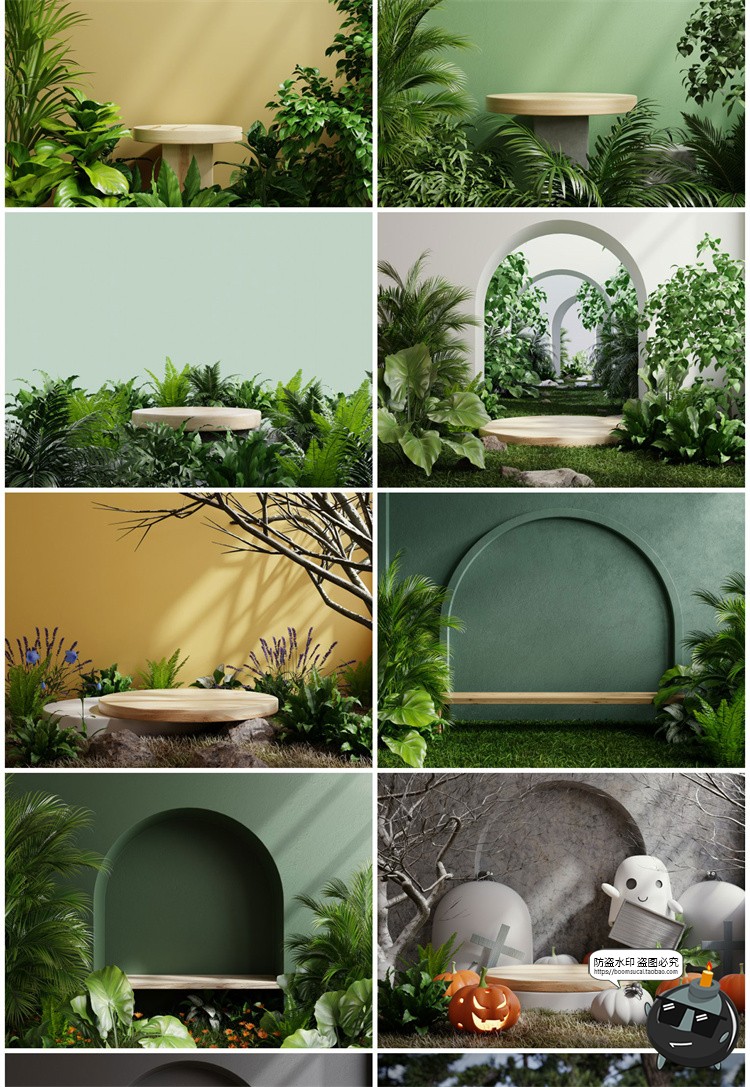 图片[15]-3D立体空间电商产品大理石植物展台舞台海报背景JPG高清图片素材-设计猿