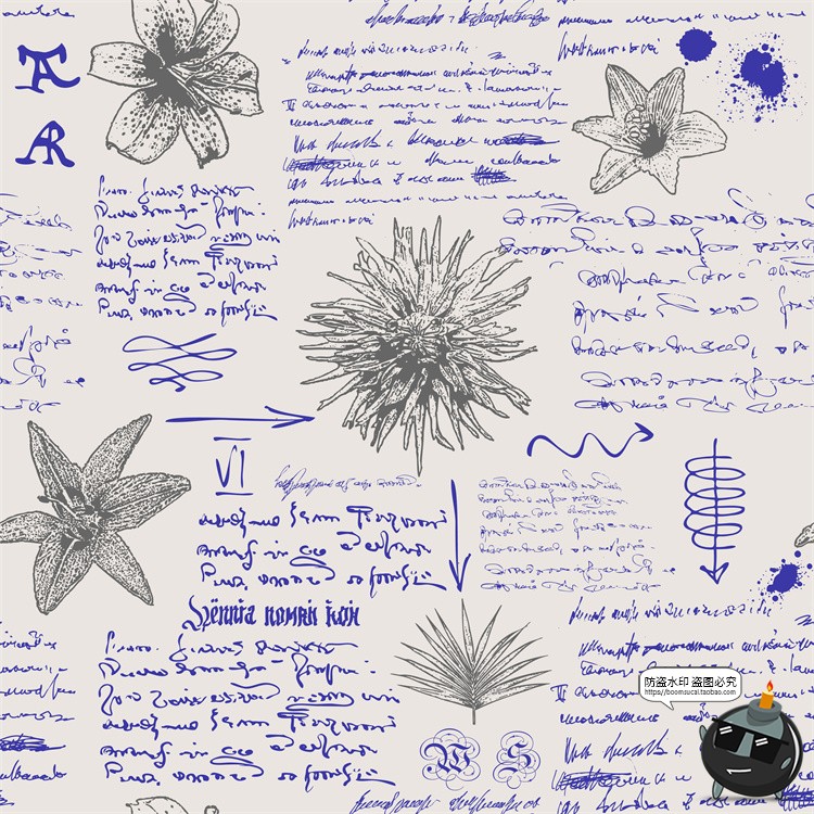 图片[2]-怀旧复古手绘欧美插画草图元素无缝图案背景底纹AI矢量JPG图素材-设计猿