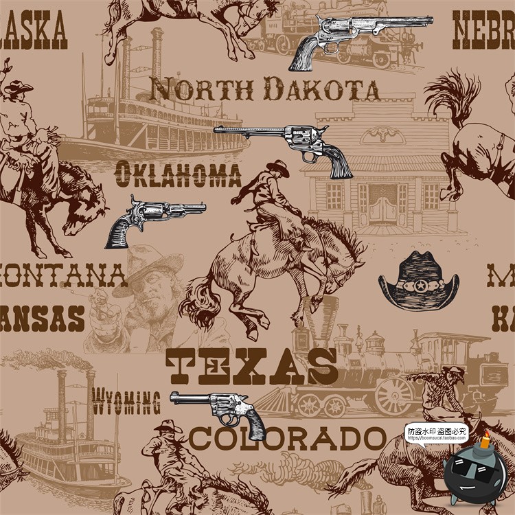 图片[6]-怀旧复古手绘欧美插画草图元素无缝图案背景底纹AI矢量JPG图素材-设计猿