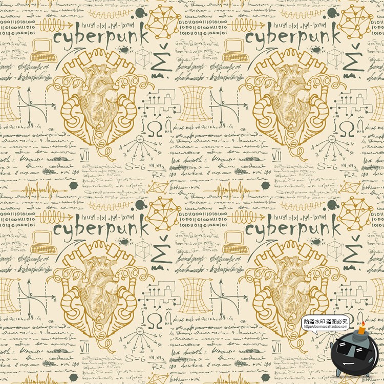 图片[10]-怀旧复古手绘欧美插画草图元素无缝图案背景底纹AI矢量JPG图素材-设计猿