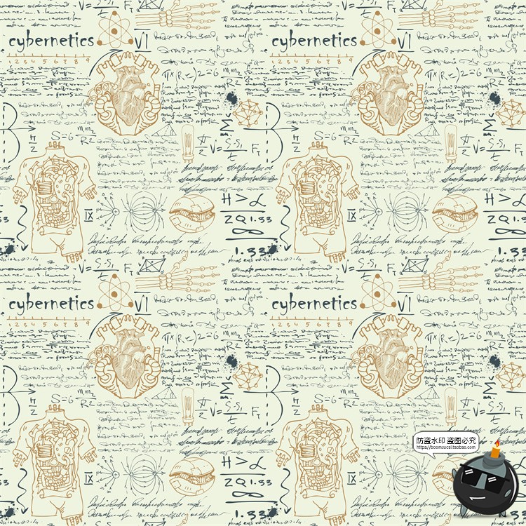 图片[11]-怀旧复古手绘欧美插画草图元素无缝图案背景底纹AI矢量JPG图素材-设计猿