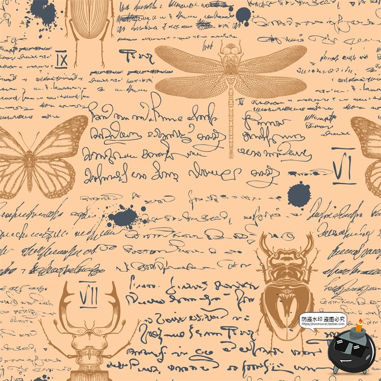 图片[12]-怀旧复古手绘欧美插画草图元素无缝图案背景底纹AI矢量JPG图素材-设计猿