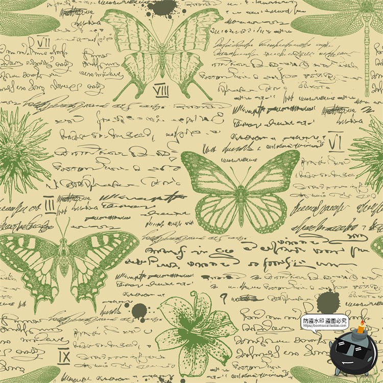 图片[14]-怀旧复古手绘欧美插画草图元素无缝图案背景底纹AI矢量JPG图素材-设计猿