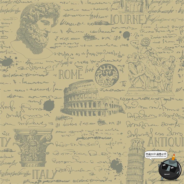 图片[15]-怀旧复古手绘欧美插画草图元素无缝图案背景底纹AI矢量JPG图素材-设计猿