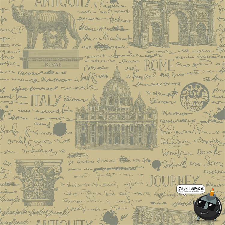 图片[17]-怀旧复古手绘欧美插画草图元素无缝图案背景底纹AI矢量JPG图素材-设计猿