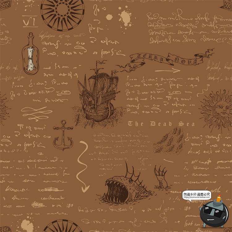 图片[20]-怀旧复古手绘欧美插画草图元素无缝图案背景底纹AI矢量JPG图素材-设计猿