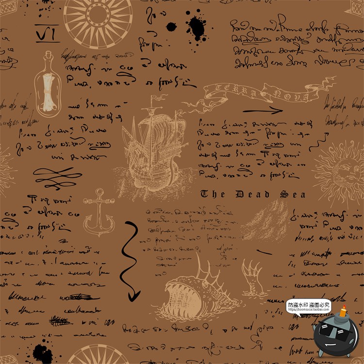 图片[21]-怀旧复古手绘欧美插画草图元素无缝图案背景底纹AI矢量JPG图素材-设计猿