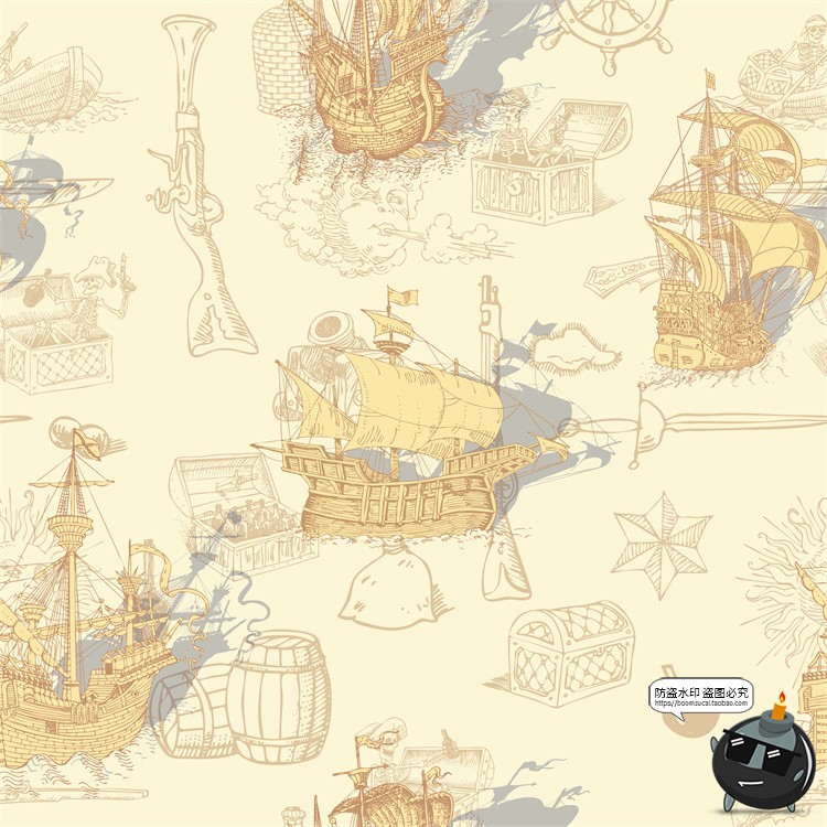 图片[29]-怀旧复古手绘欧美插画草图元素无缝图案背景底纹AI矢量JPG图素材-设计猿