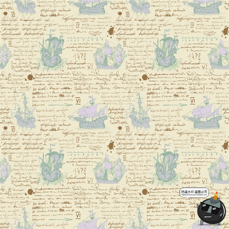 图片[30]-怀旧复古手绘欧美插画草图元素无缝图案背景底纹AI矢量JPG图素材-设计猿