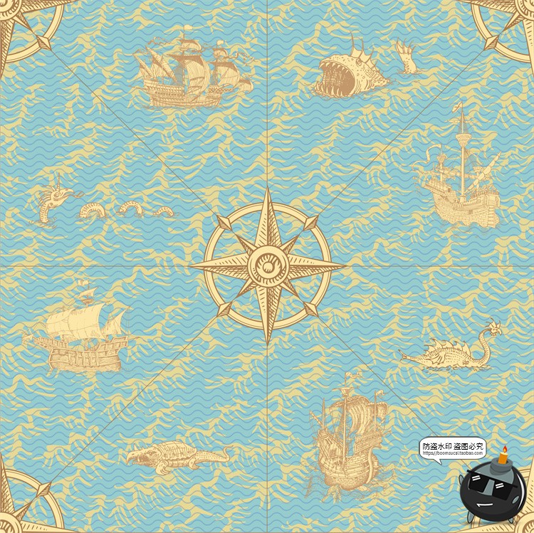 图片[32]-怀旧复古手绘欧美插画草图元素无缝图案背景底纹AI矢量JPG图素材-设计猿